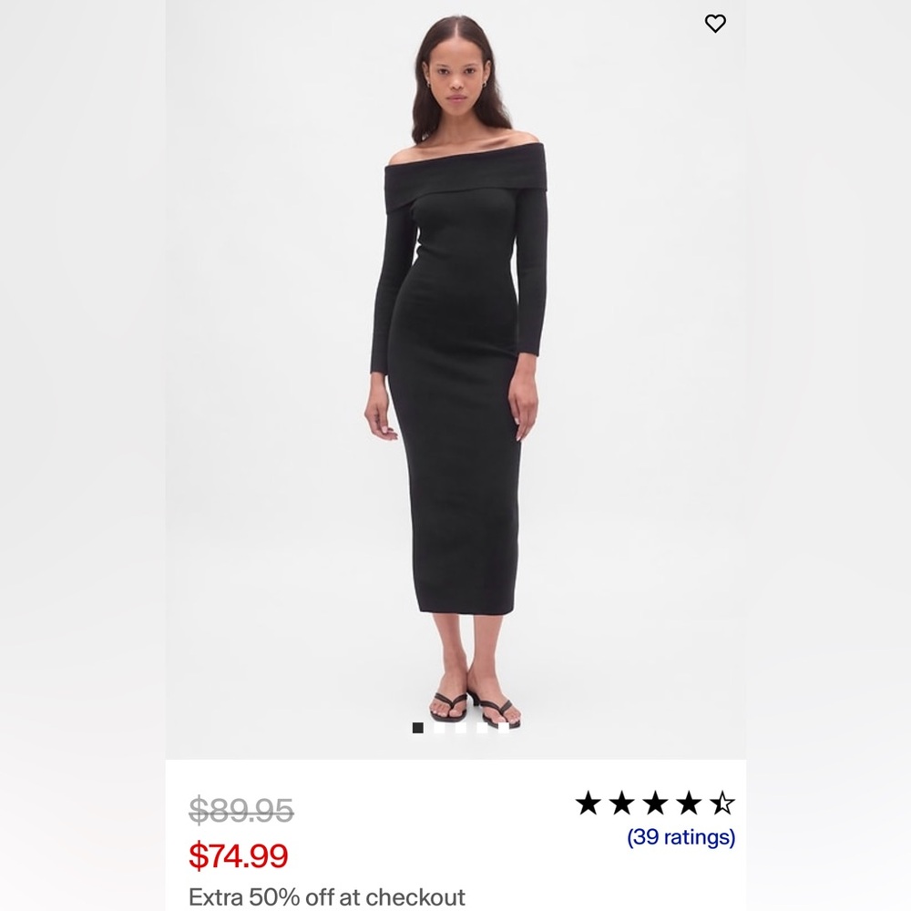 Gap CashSoft Stretch Off-Shoulder Midi Sweater
Dress size small black
